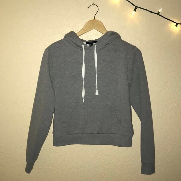 forever21 cropped gray hoodie - Picture 1 of 4